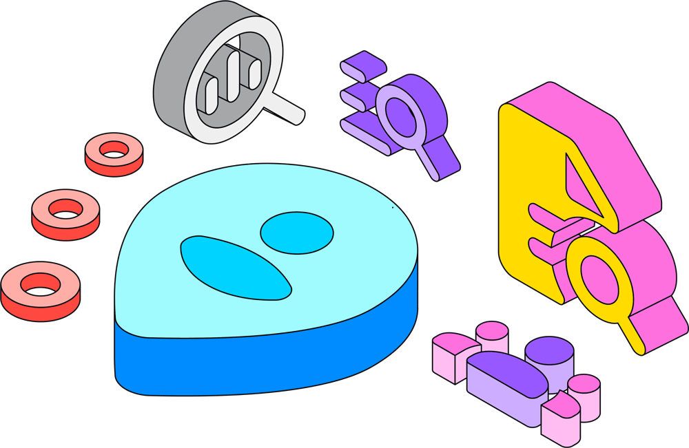 Data intelligence 3D illustrations with charts and data visualization